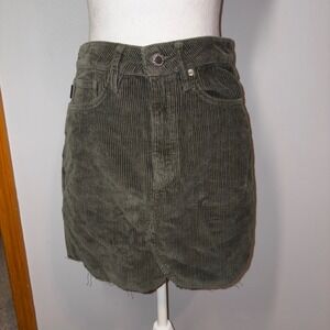 Superdry 100% Cotton Olive Corduroy Mini Skirt NWT